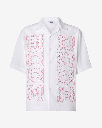 Embroidered Cotton Bowling Shirt | Men Shirts White | GCDS Spring/Summer 2023